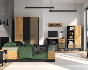 Szafa młodzieżowa COLT 01 3D dąb złoty craft/czarna ML MEBLE 9