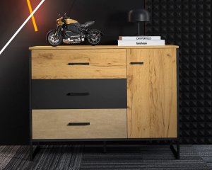 Szafa młodzieżowa COLT 02 2D dąb złoty craft/czarna ML MEBLE 12