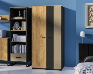 Szafa młodzieżowa COLT 02 2D dąb złoty craft/czarna ML MEBLE 5