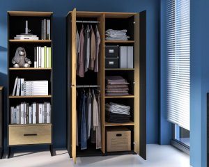 Szafa młodzieżowa COLT 02 2D dąb złoty craft/czarna ML MEBLE 6