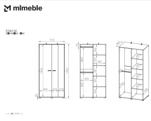 Szafa młodzieżowa COLT 02 2D dąb złoty craft/czarna ML MEBLE 7