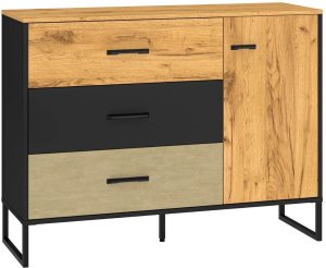 Komoda COLT 06 1D3S 120 dąb złoty craft/czarna ML MEBLE 1