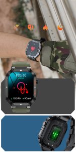 Zegarek chłopięcy KOMUNIA SMARTWATCH GRAVITY LUTON GT6-6 czarny/ khaki gumowy 11