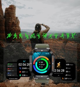 Zegarek chłopięcy KOMUNIA SMARTWATCH GRAVITY LUTON GT6-6 czarny/ khaki gumowy 12