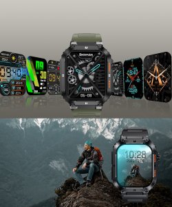 Zegarek chłopięcy KOMUNIA SMARTWATCH GRAVITY LUTON GT6-6 czarny/ khaki gumowy 13