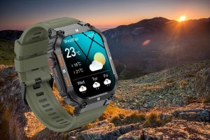 Zegarek chłopięcy KOMUNIA SMARTWATCH GRAVITY LUTON GT6-6 czarny/ khaki gumowy 14