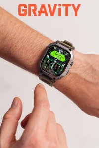 Zegarek chłopięcy KOMUNIA SMARTWATCH GRAVITY LUTON GT6-6 czarny/ khaki gumowy 5
