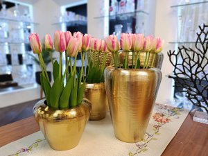 Wazon ceramiczny 34 cm w kolorze złota 441565 2