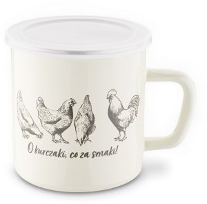 Kubek emaliowany z pokrywką 1000 ml O kurczaki 1