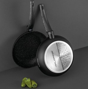 PATELNIA BONO 26 CM IND. (CZARNA, POWŁOKA IMITUJĄCA KAMIEŃ, UCHWYT CZARNY) 8