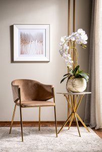 Krzesło welurowe BONO VELVET beżowe/złote 2