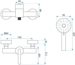 Bateria prysznicowa REA Ontario Tytan 8