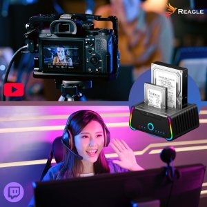 REAGLE Stacja Dokująca Klonująca Dysków 2,5, 3,5 SATA 2x HDD SSD 2x 22TB 7