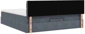 vidaXL Rama łóżka otomana z materacem, szara, 160x200 cm, aksamit 10