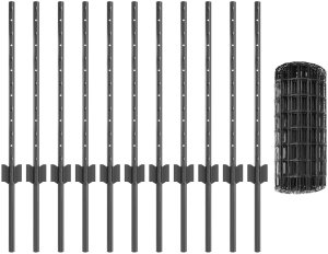 vidaXL Płot Euro  z 11 słupkami w kolorze szarym 0.6x25 m ze stali 2