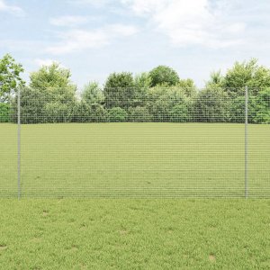 vidaXL Ogrodzenie z siatki spawanej  z 22 słupkami szarymi 1,2x25 m stal 1