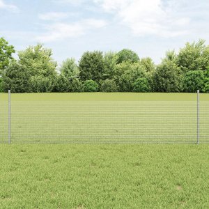 vidaXL Ogrodzenie z drutu spawanego  z 22 słupkami U Srebrne 0.5x50 m Stal 1