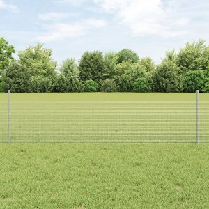 vidaXL Ogrodzenie zgrzewane z 22 słupkami Srebrne 0.5x50 m Stal 1