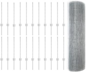 vidaXL Ogrodzenie zgrzewane z 22 słupkami Srebrne 0.5x50 m Stal 2