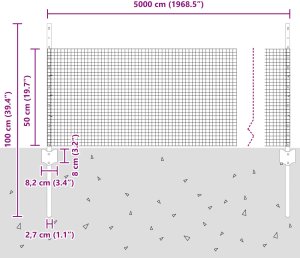 vidaXL Ogrodzenie zgrzewane z 22 słupkami Srebrne 0.5x50 m Stal 10