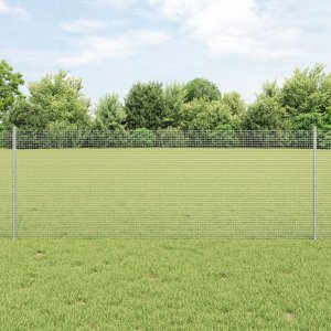 vidaXL Ogrodzenie z drutu spawanego  z 22 słupkami srebrnymi 0,8x50 m stal 1