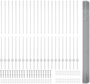 vidaXL Ogrodzenie z siatki spawanej z 44 słupkami srebrnymi 1.5x50 m stal 4