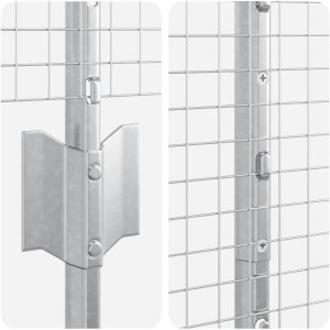 vidaXL Ogrodzenie z siatki spawanej z 44 słupkami srebrnymi 1.5x50 m stal 7