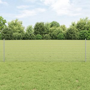vidaXL Ogrodzenie z drutu spawanego z 44 słupkami U Srebrne 0.6x100 m Stal 1