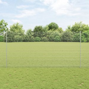 vidaXL Ogrodzenie ze spawanej siatki  z 44 słupkami U Srebrne 1,5x50 m Stal 1