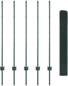 vidaXL Ogrodzenie z siatki spawanej z 5 słupkami U Zielone 1.2x10 m Stal 2