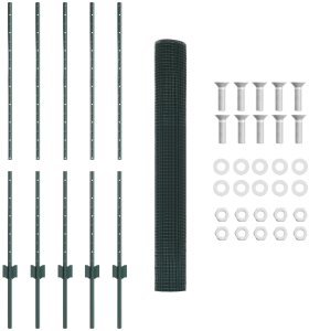 vidaXL Ogrodzenie z siatki spawanej z 5 słupkami U Zielone 1.2x10 m Stal 4