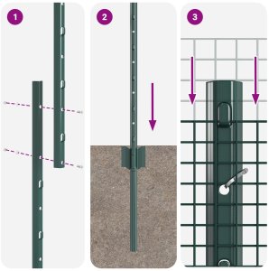 vidaXL Ogrodzenie z siatki spawanej z 5 słupkami U Zielone 1.2x10 m Stal 10