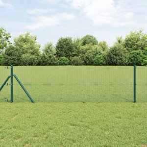 vidaXL Zielone ogrodzenie  ze spawanym drutem z 13 słupkami 0.4x100 m 1