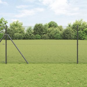 vidaXL Zestaw słupków ogrodzeniowych  Zestaw 2 Szary Metal, Plastik 1