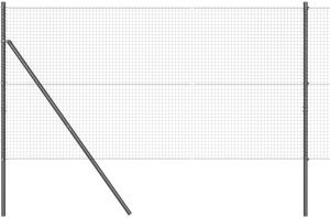 vidaXL Siatka spawana z 13 słupkami szary 1.2x25 m Stal 6