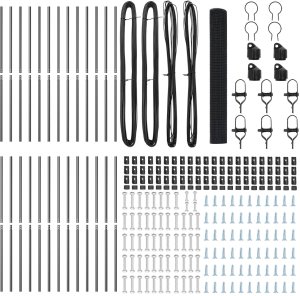 vidaXL vidaXL Ogrodzenie z plecionki  z 13 słupkami Szare 1x50 m Stal 4