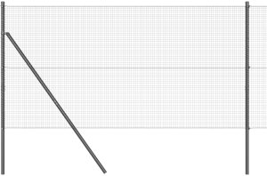 vidaXL vidaXL Ogrodzenie z plecionki  z 13 słupkami Szare 1x50 m Stal 6