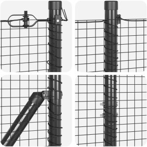 vidaXL vidaXL Ogrodzenie z plecionki  z 13 słupkami Szare 1x50 m Stal 7