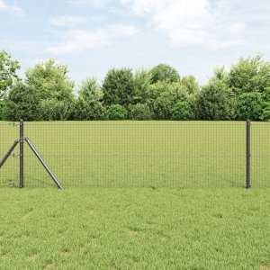 vidaXL Ogrodzenie z drutu spawanego  z 7 słupkami Szary 0.4x100 m Stal 1