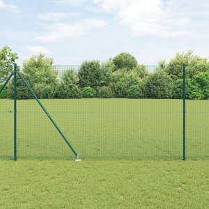 vidaXL Ogrodzenie ze spawanych drutów z 13 słupkami z kolcami Zielone 1.5x25 m Stal 1