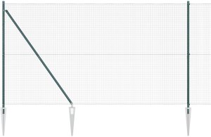 vidaXL Ogrodzenie Zgrzewane  z 13 Pale z Kolcami Zielone 1.5x50 m Stal 6