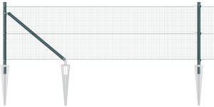 vidaXL Zgrzewane Ogrodzenie Druciane z 13 Słupkami Wbijanymi Zielone 0,5x100 m Stal 6