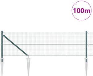 vidaXL Ogrodzenie z drutu spawanego z 13 kotwami Zielone 0.4x100 m Stal 3