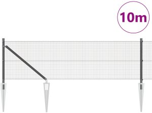 vidaXL Ogrodzenie z drutu spawanego z 7 słupkami szary 0.4 x 10 m stal 3