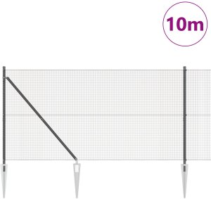 vidaXL Ogrodzenie spawane z 7 kotwami Szare 1,2x10 m Stal 3