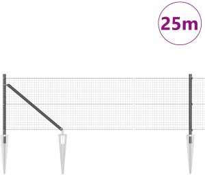vidaXL Ogrodzenie z drutu  z 13 słupkami kolcowymi szary 0.6x25 m stal 3