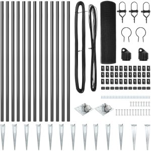 vidaXL Ogrodzenie z drutu  z 13 słupkami kolcowymi szary 0.6x25 m stal 4