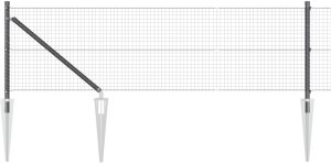 vidaXL Ogrodzenie z drutu  z 13 słupkami kolcowymi szary 0.6x25 m stal 6