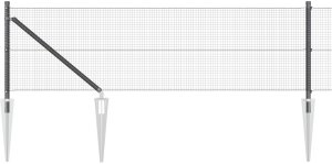 vidaXL Ogrodzenie z drutu spawanego z 13 słupkami Łopaty Szary 0.6x25 m Stal 6