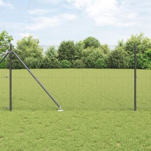 vidaXL Ogrodzenie z drutu z 13 słupkami kolec Szary 1,2x25 m Stal 1